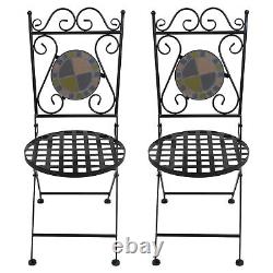 Woodside Mosaic Garden Table And Folding Chair Set Outdoor Dining Furniture