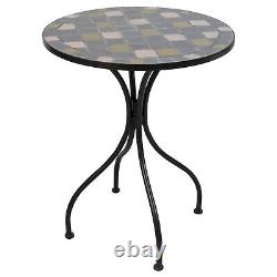 Woodside Mosaic Garden Table And Folding Chair Set Outdoor Dining Furniture