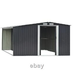 XLarge Storage Garden Shed 10x8 Galvanised Metal Tool House with Log Store Room