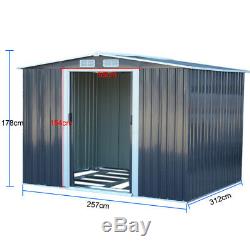 XXL 10 x 8FT SHED Heavy Steel Outdoor Metal Storage Grey Garden Shed +Foundation