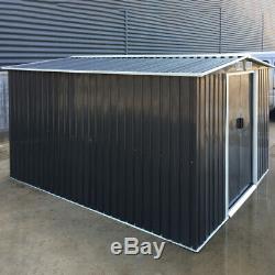 XXL 10 x 8FT SHED Outdoor Storage Metal Garden Shed +Heavy Steel Foundation Grey