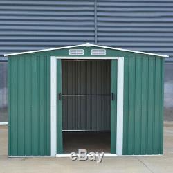 XXL 10x8FT SHED Outdoor Storage Metal Garden Shed + Heavy Steel Foundation Green