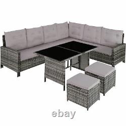 Xxl high quality robust barletta rattan garden furniture set light grey