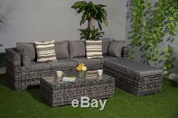Yakoe Garden Furniture 3 in1 Function Rattan Sofa Set 6 Seater with Table Bench