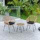 Yellow 2 Garden Chairs& 1 Tea Table Set Outdoor Patio Pe Rattan Cushion Armchair