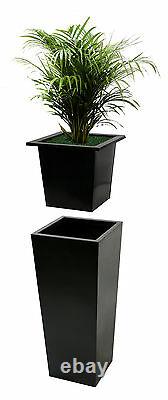 Zinc Black Tall Flared Square Planter Metal Plant Pot Garden Patio Galvanised