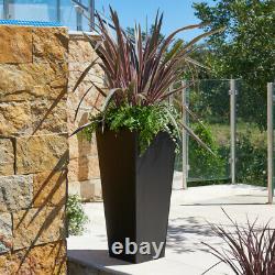 Zinc Black Tall Flared Square Planter Metal Plant Pot Garden Patio Galvanised