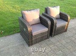 2 Pc Inclinable Chaise De Sofa De Rotin Patio Meubles Extérieurs De Jardin Réglés Avec Le Coussin