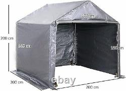 200x200 Portable Garage Shed Jardin Rangement Tente Abri En Acier Cadre Porte Zippée