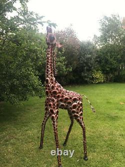 230cm Tall Metal Garden Giraffe Statue Sculpture Animal Extérieur Nouveauté Décor