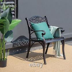 2X Chaises de jardin en fonte d'aluminium - Chaises de bistro pour terrasse tout temps avec accoudoirs