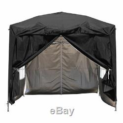 2x2m Outdoor Pop Up Party Gazebo Chapiteau Tente Jardin Canopy 4 Panneaux Latéraux Noir