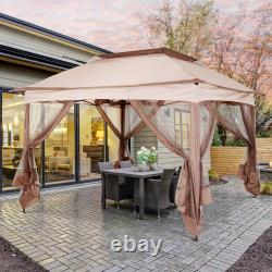 3.25 X 3.25m Garden Metal Gazebo Party Canopy Tent Sun Shelter With Net Curtain