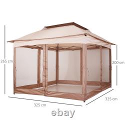 3.25 X 3.25m Garden Metal Gazebo Party Canopy Tent Sun Shelter With Net Curtain