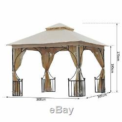 3 X Gazebo Métal 3m Pavillon Garden Party Tente Shelter 2-tier Sun Shade Patio