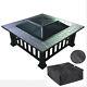 32'' Outdoor Garden Bbq Fire Pit Square Stove Patio Heater Large Firepit Brazier