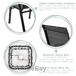3pc Meubles De Jardin Glass Set Top Outdoor Patio Café Bistro Table Chaise Noir
