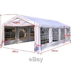 4 MX 8 M Gazebo Imperméable À L'eau En Plein Air Jardin Chapiteau Canopy Party Tente Blanc