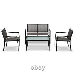 4 Pcs Garden Furniture Set Patio Outdoor 4 Seater Canapé Chaises Table Rectangulaire