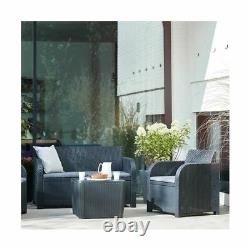 4 Pièce Rattan Garden Set Furniture Chairs Sofa Coffee Table Patio Conservatory