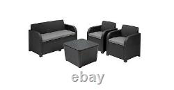 4 Pièce Rattan Garden Set Furniture Chairs Sofa Coffee Table Patio Conservatory