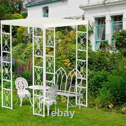 4-Post Tall Metal Gazebo Garden Canopy Outdoor Wedding Party Sun Shelter Steel<br/>  
<br/>translated to French:  
<br/> 
 <br/>  Gazebo métallique haut à 4 poteaux pour jardin, auvent extérieur pour mariage, fête en plein air, abri solaire en acier.