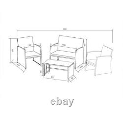 4 Seater Grey Rattan Garden Conversation Set