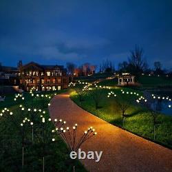 4x Lumières Solaires Firefly 32 LED Starburst Pack de Jardin, Décor Extérieur Blanc Chaud