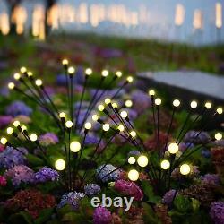 4x Lumières Solaires Firefly 32 LED Starburst Pack de Jardin, Décor Extérieur Blanc Chaud