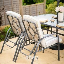 6 Seater Garden Furniture Set Salle À Manger Patio Gris Chaises Inclinables Table Outdoor