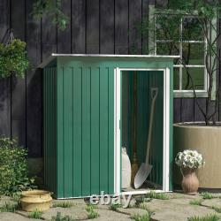 Abri de jardin Outsunny 5 x 3ft avec porte coulissante, toit en pente et outils verts