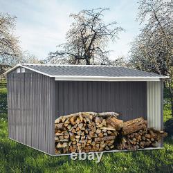 Abri de jardin de stockage de 8 x 8 pieds pour outils de bois de chauffage extérieur et organisateur de pièces de stockage de bûches