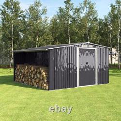 Abri de jardin de stockage de 8 x 8 pieds pour outils de bois de chauffage extérieur et organisateur de pièces de stockage de bûches
