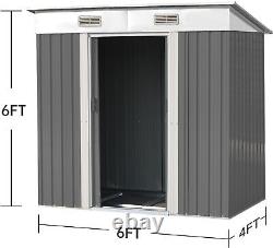 Abri de jardin en métal 4X6FT avec toit en pente pour vélos d'extérieur en acier galvanisé GB