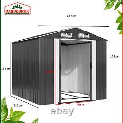 Abri de jardin en métal GARDEBRUK 8x10 ft avec porte coulissante et rangement extérieur en anthracite
