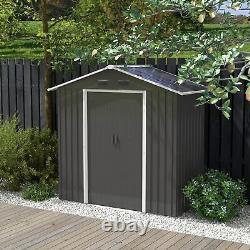 Abri de jardin en métal Outsunny 6,5x3,5ft pour le rangement du jardin et extérieur, gris foncé