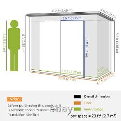 Abri de jardin en métal Outsunny de 8 x 4FT avec double portes et 2 évents, vert