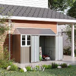 Abri de jardin en métal de 8x6 pieds avec portes fenêtre toit en pente, gris