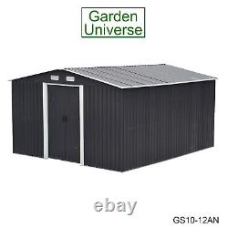 Abri de jardin en métal de rangement gris Univers de jardin 10'x12' avec cadre de base GS10-12AN