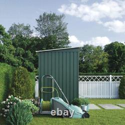 Abri de jardin en métal ondulé vert, base gratuite, porte coulissante, rangement d'outils 4ftx8ft