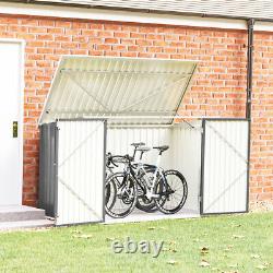 Abri de jardin en métal pour poubelle, rangement de vélos, maison résistante en plein air avec toit en pente