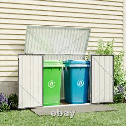 Abri de jardin en métal pour poubelle, rangement de vélos, maison résistante en plein air avec toit en pente