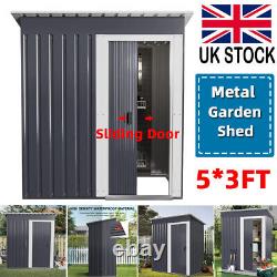 Abri de jardin métallique de 5X3FT avec pent toit, porte verrouillable, pour stockage extérieur, au Royaume-Uni