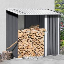 Abri de jardin, rangement d'outils et de bois de chauffage, magasin de bûches en métal galvanisé pour espaces extérieurs.