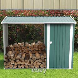 Abri de rangement pour bois de chauffage de jardin vert en acier galvanisé pour outils extérieurs