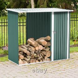 Abri de rangement pour bois de chauffage de jardin vert en acier galvanisé pour outils extérieurs