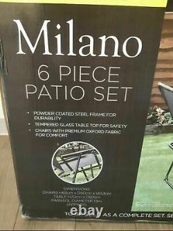 Al Fresco Milano 6 Pièces Patio Set Jardin Meubles Extérieur Noir 4 Sièges