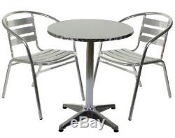 Aluminium Argent Patio Bistro Café Set De Table Chaises De Jardin Piscine Extérieure Argent