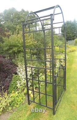 Arche de jardin en métal noir extra robuste avec portillons et supports de plantes
