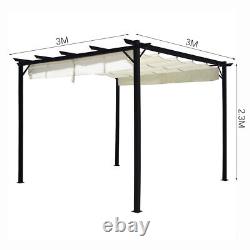 Auvent De Porche De Jardin En Métal 3m Gazebo Ajustable Canopy Patio Sun Shelter